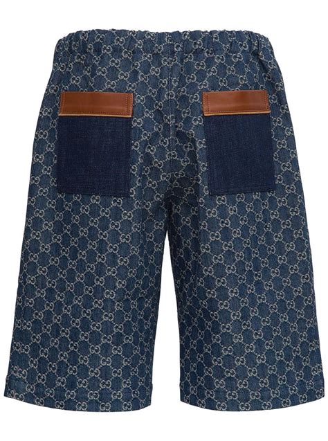 gucci denim shorts men|men's gucci cotton gg shorts.